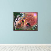 Peacocks Uitgerekte Canvas Print (Insitu (Houten vloer))