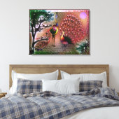 Peacocks Uitgerekte Canvas Print (Insitu (Slaapkamer))
