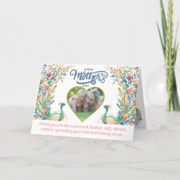 Peacock's veer als moeders liefdesMoederdag Bedankkaart