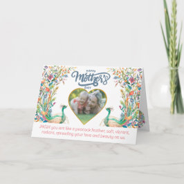 Peacock's veer als moeders liefdesMoederdag Bedankkaart