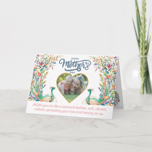 Peacock's veer als moeders liefdesMoederdag Bedankkaart (Voorkant)