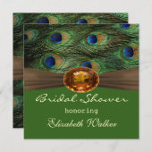 Peacock's veren, ambergeel Vrijgezellenfeest Kaart (Voorkant / Achterkant)