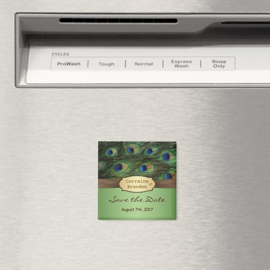 Peacock's veren Save the Date Magnet (Insitu (Vaatwasser))