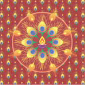 Peacocks vether Rangoli op patroon Sticker (Voorkant)