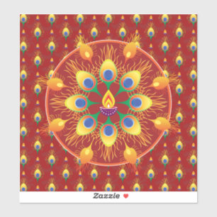 Peacocks vether Rangoli op patroon Sticker