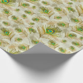 Peacocks vether waterverf groen cadeaupapier (Hoek)