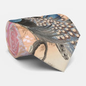 PEACOCKS, WITTE PINK SAKURA FLOWERS Japanse Floral Stropdas (Opgerold)