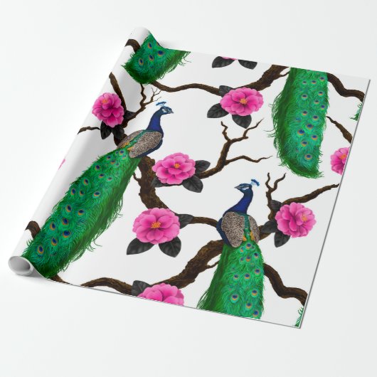 Peacocktuin Cadeaupapier (Uitgerold)