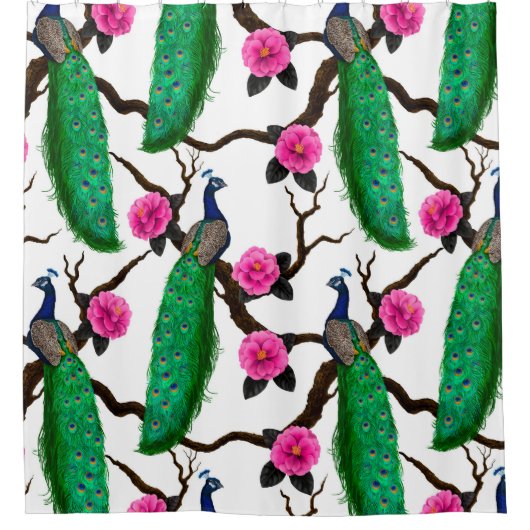 Peacocktuin Douchegordijn (Voorkant)