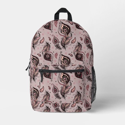 Peacockvederpatroon Bedrukte Rugzak (Voorkant)