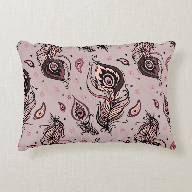 Peacockvederpatroon Decoratief Kussen (Voorkant)