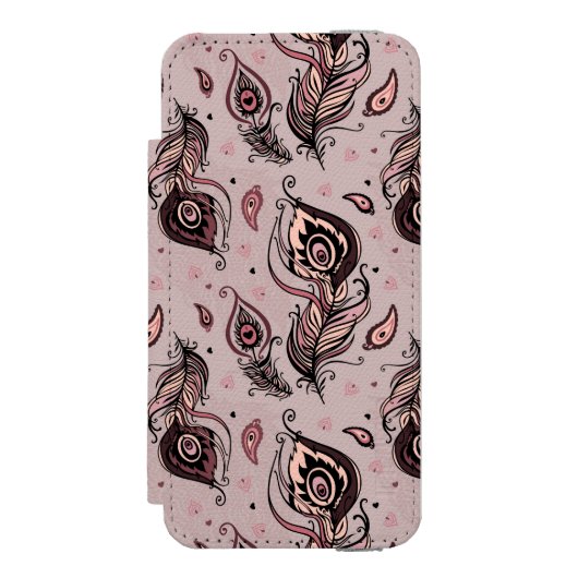 Peacockvederpatroon Incipio iPhone Portemonnee Hoesje (Voorkant Agenda)