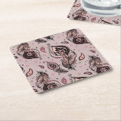 Peacockvederpatroon Kartonnen Onderzetters (Schuin)