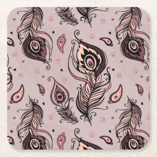 Peacockvederpatroon Kartonnen Onderzetters