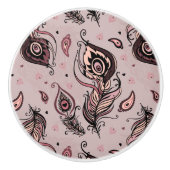 Peacockvederpatroon Keramische Knop (Voorkant)