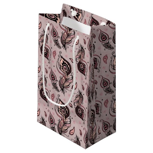 Peacockvederpatroon Klein Cadeauzakje (Voorkant Gekanteld)