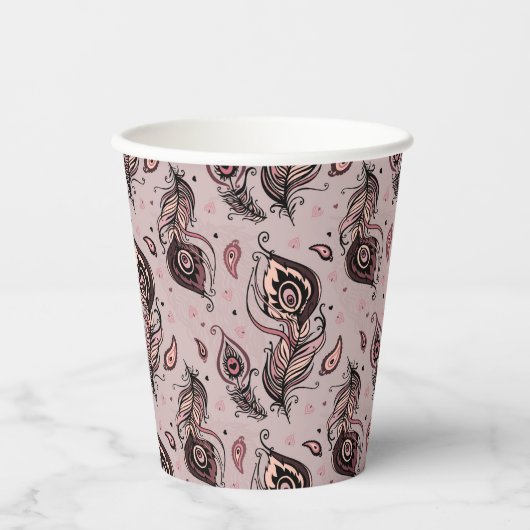 Peacockvederpatroon Papieren Bekers (Voorkant)