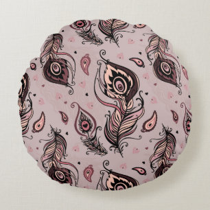 Peacockvederpatroon Rond Kussen