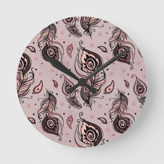 Peacockvederpatroon Ronde Klok (Voorkant)