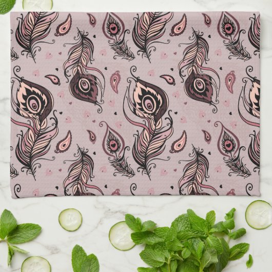 Peacockvederpatroon Theedoek (Gevouwen)