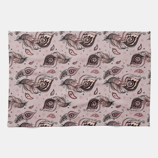 Peacockvederpatroon Theedoek (Horizontaal)