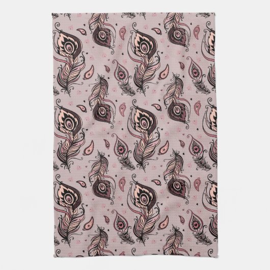 Peacockvederpatroon Theedoek (Verticaal)