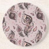 Peacockvederpatroon Zandsteen Onderzetter (Voorkant)