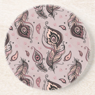 Peacockvederpatroon Zandsteen Onderzetter