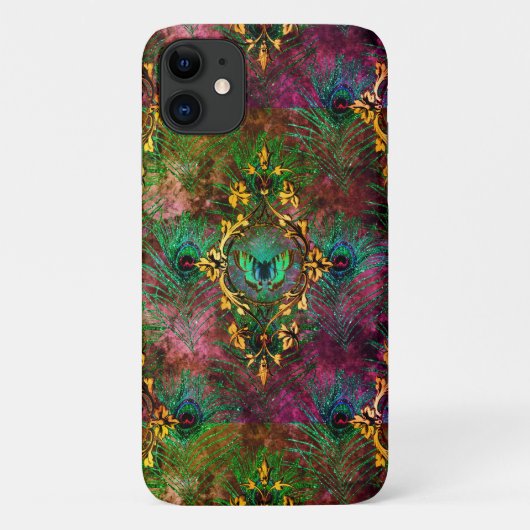 Peacockvedervlinder Victoriaans elegant paars Case-Mate iPhone Case (Achterkant)