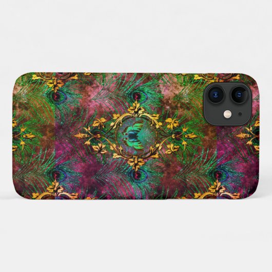 Peacockvedervlinder Victoriaans elegant paars Case-Mate iPhone Case (Achterkant (horizontaal))