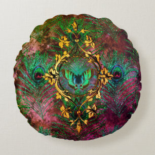 Peacockvedervlinder Victoriaans elegant paars Rond Kussen