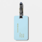 Peacockveer en kalligrafie op lichtblauw bagagelabel (Achterkant verticaal)