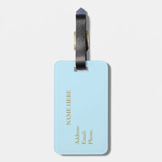 Peacockveer en kalligrafie op lichtblauw bagagelabel (Achterkant verticaal)