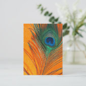 Peacockveer met Oranje glitterleven Briefkaart (Staand voorkant)