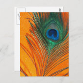 Peacockveer met Oranje glitterleven Briefkaart (Voorkant / Achterkant)