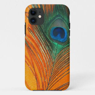 Peacockveer met Oranje glitterleven Case-Mate iPhone Case