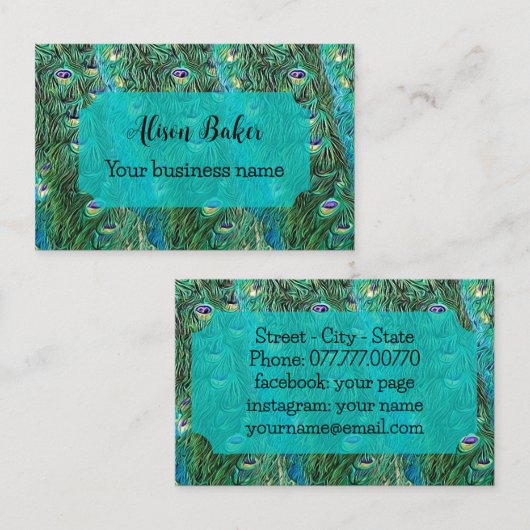 Peacockveren, abstract - modern visitekaartje (Voorkant / Achterkant)