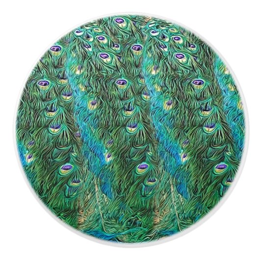 Peacockveren, abstract - patroon in acryl keramische knop (Voorkant)