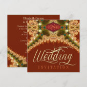 Peacockveren & Caramel Lace Weddenschap Kaart (Voorkant / Achterkant)