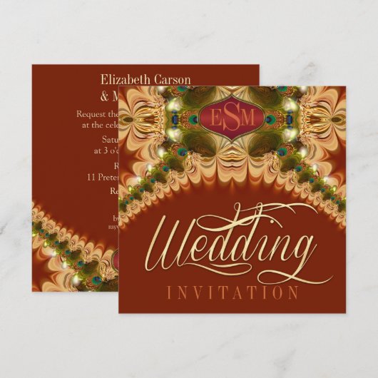 Peacockveren & Caramel Lace Weddenschap Kaart (Voorkant / Achterkant)