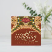 Peacockveren & Caramel Lace Weddenschap Kaart (Staand voorkant)