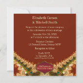 Peacockveren & Caramel Lace Weddenschap Kaart (Achterkant)