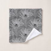 Peacockveren elegant zilvergrijs patroon bad handdoek (Wasdoekje)