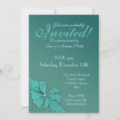 Peacockveren elegante damasuitnodiging kaart (Achterkant)