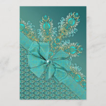 Peacockveren elegante damasuitnodiging