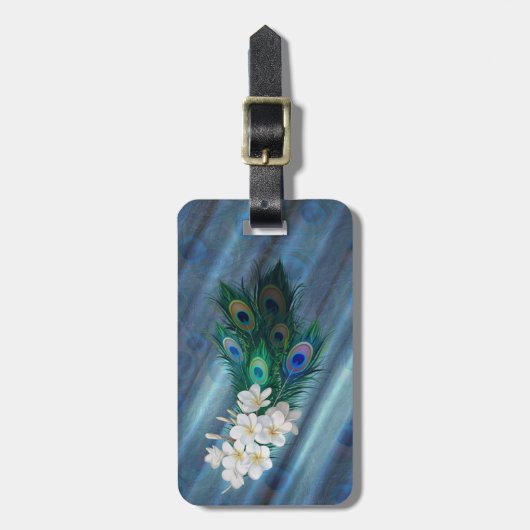 Peacockveren & Emerald Green Metallic Silk Bagagelabel (Voorkant verticaal)