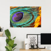 Peacockveren op zonnebloem poster (Thuiskantoor)