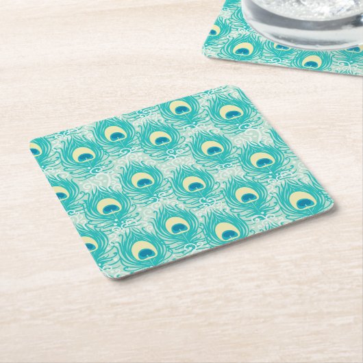 Peacockveren patroon kartonnen onderzetters (Schuin)