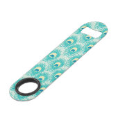 Peacockveren patroon speed flessenopener (Achterkant Gekanteld)