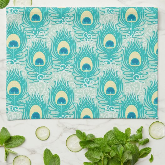 Peacockveren patroon theedoek (Gevouwen)